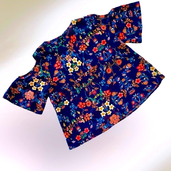 Haute Monde cold shoulder top floral Sz.L - Picture 1 of 6